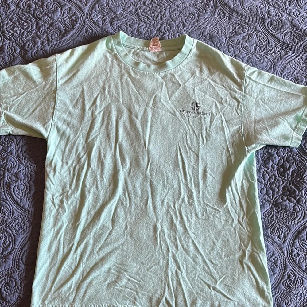 Simply Southern Pink and Green Seahorse Distressed Graphic Short Sleeve Tee L - Picture 3 of 5